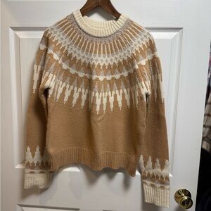 Cozy Tan and Cream Patterned Sweater